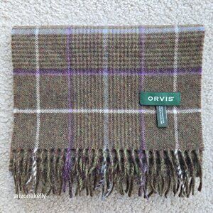 NWOT Orvis Wool Scarf Green Plaid